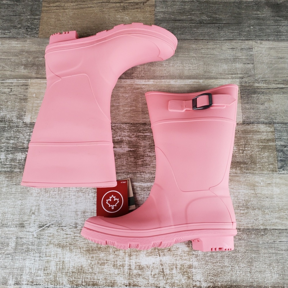Kamik Raindrops Rain Boots Unisex Kids Sz 2 Pink Rose Rubber Waterproof Pull On
